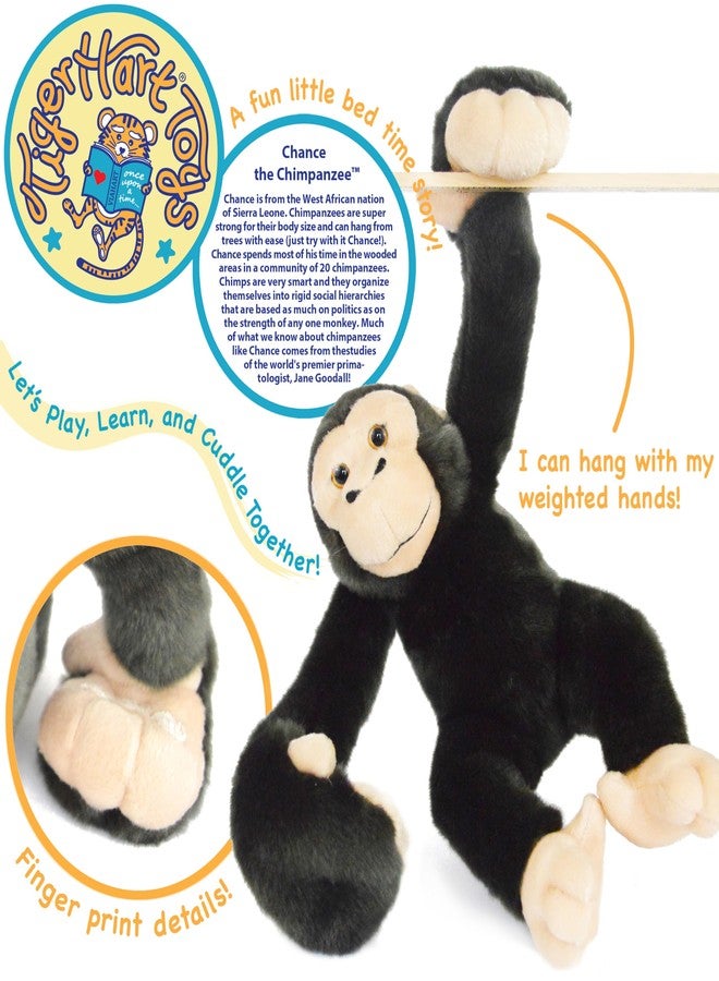 TigerHart Chance The Chimpanzee - 14 Inch (with Hanging Arms Outstretched) Large Hanging Monkey Chimp Stuffed Animal Plush Ape - Image 2
